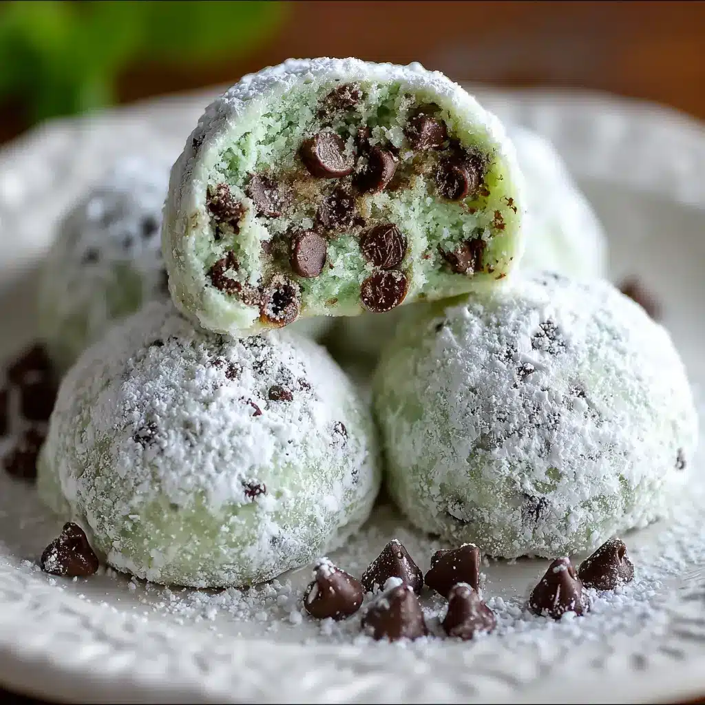 Mint Chocolate Chip Snowball Cookies