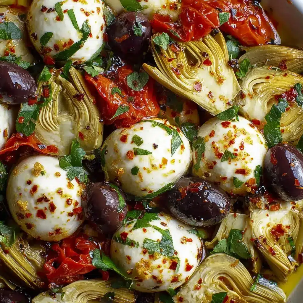 Marinated Mozzarella Balls, Artichokes, and Olives