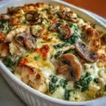Creamy Cottage Cheese Chicken, Mushroom & Spinach Casserole