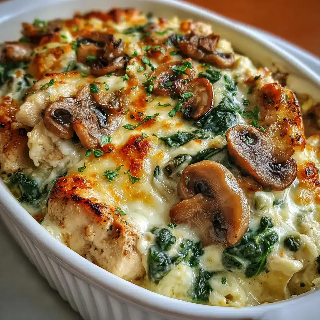 Creamy Cottage Cheese Chicken, Mushroom & Spinach Casserole