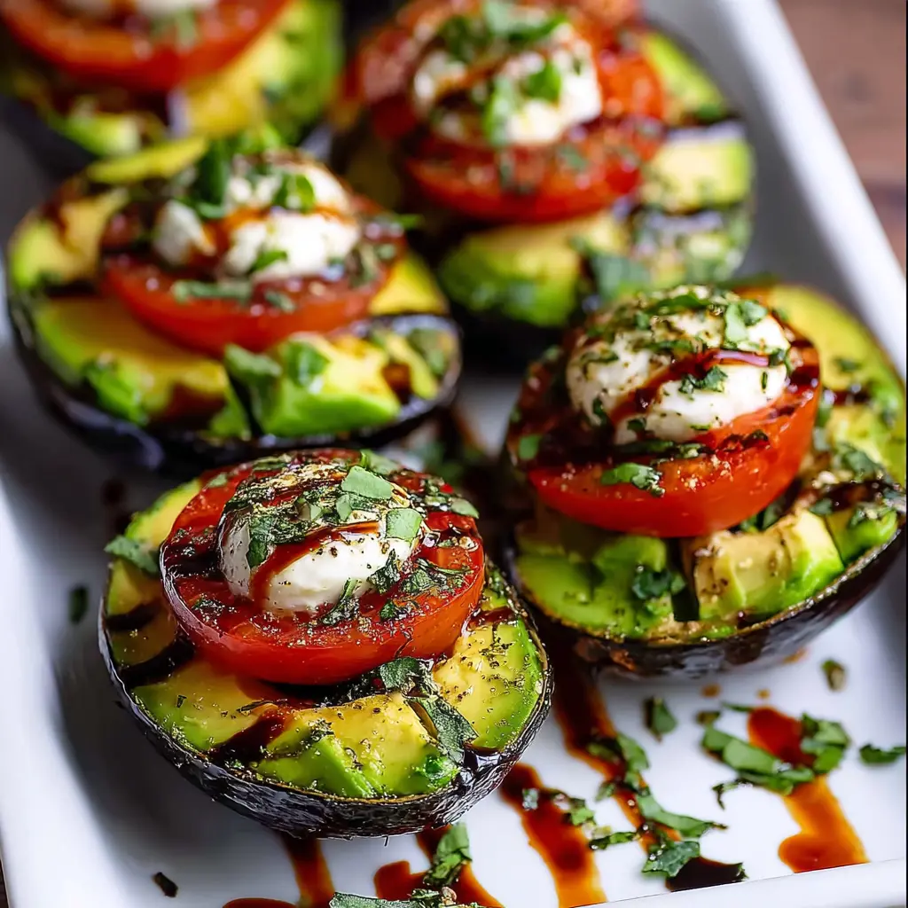 Caprese Stuffed Avocados with Sweet Balsamic Glaze