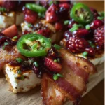 Berry-Burst Brie Jalapeños in Crispy Turkey Bacon