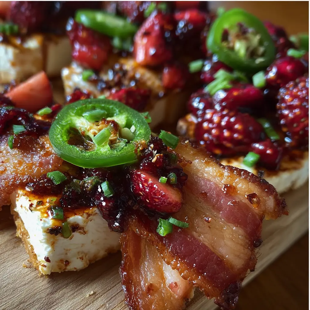 Berry-Burst Brie Jalapeños in Crispy Turkey Bacon