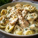 Creamy Crockpot Chicken Alfredo Tortellini