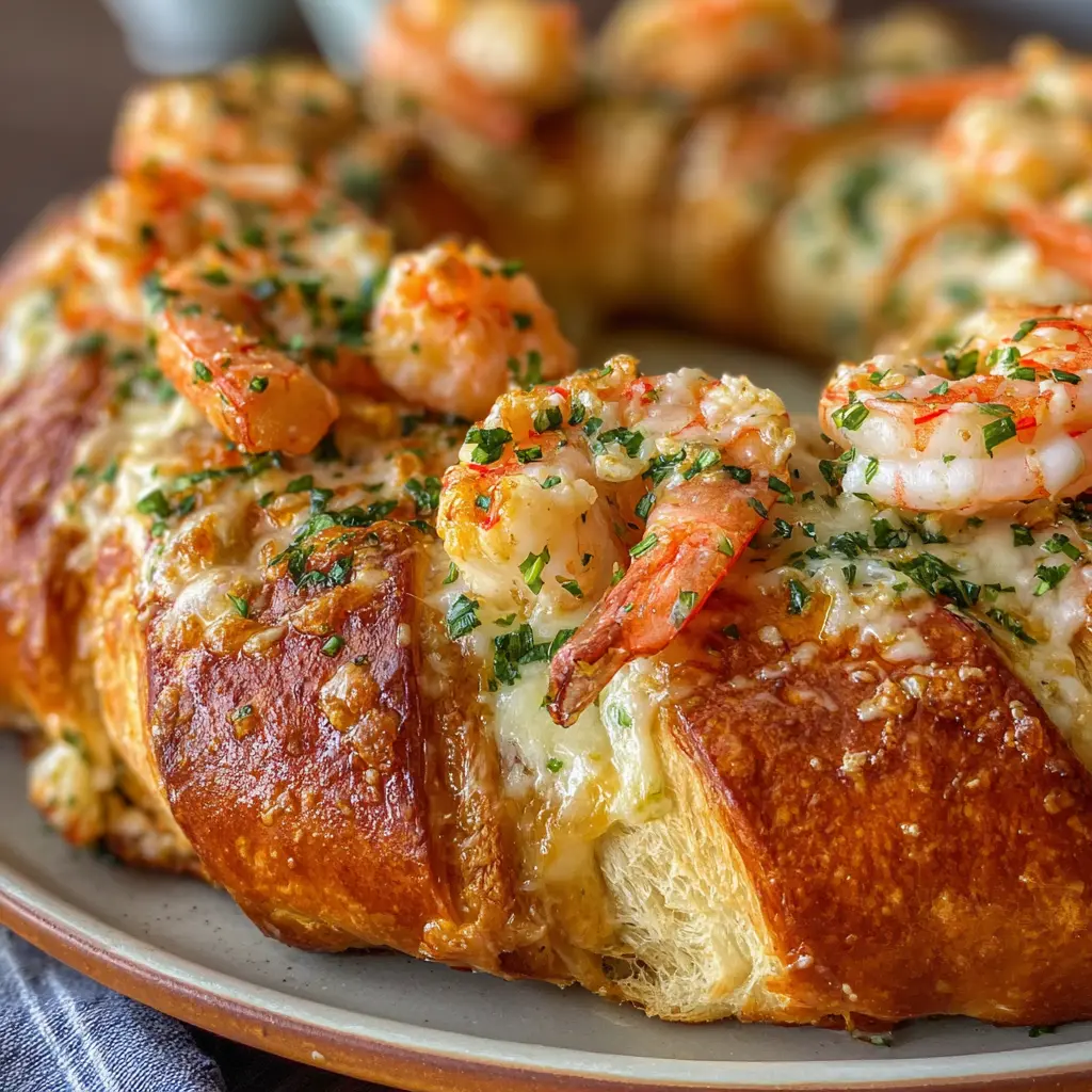 Garlic Butter Seafood Shrimp and Crab Crescent Ring