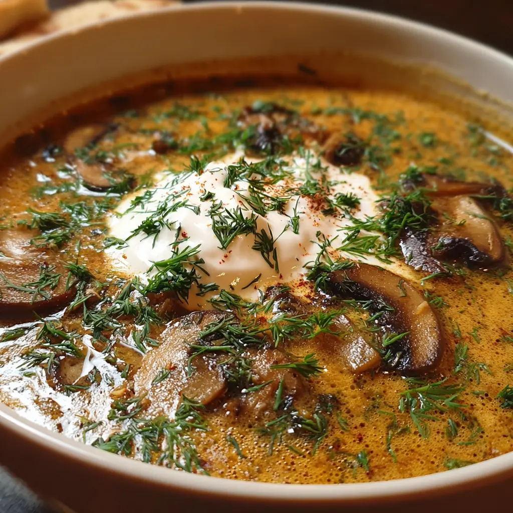 Hungarian Mushroom Soup with Sour Cream & Dill