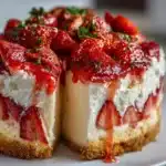 Strawberries and Cream Cheesecake Cake