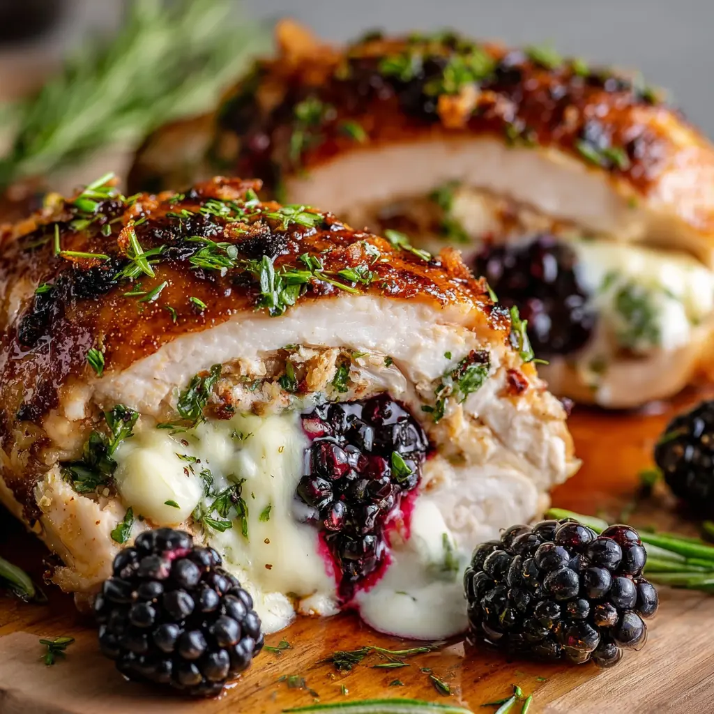 Blackberry Cream Cheese Stuffed Chicken Breast