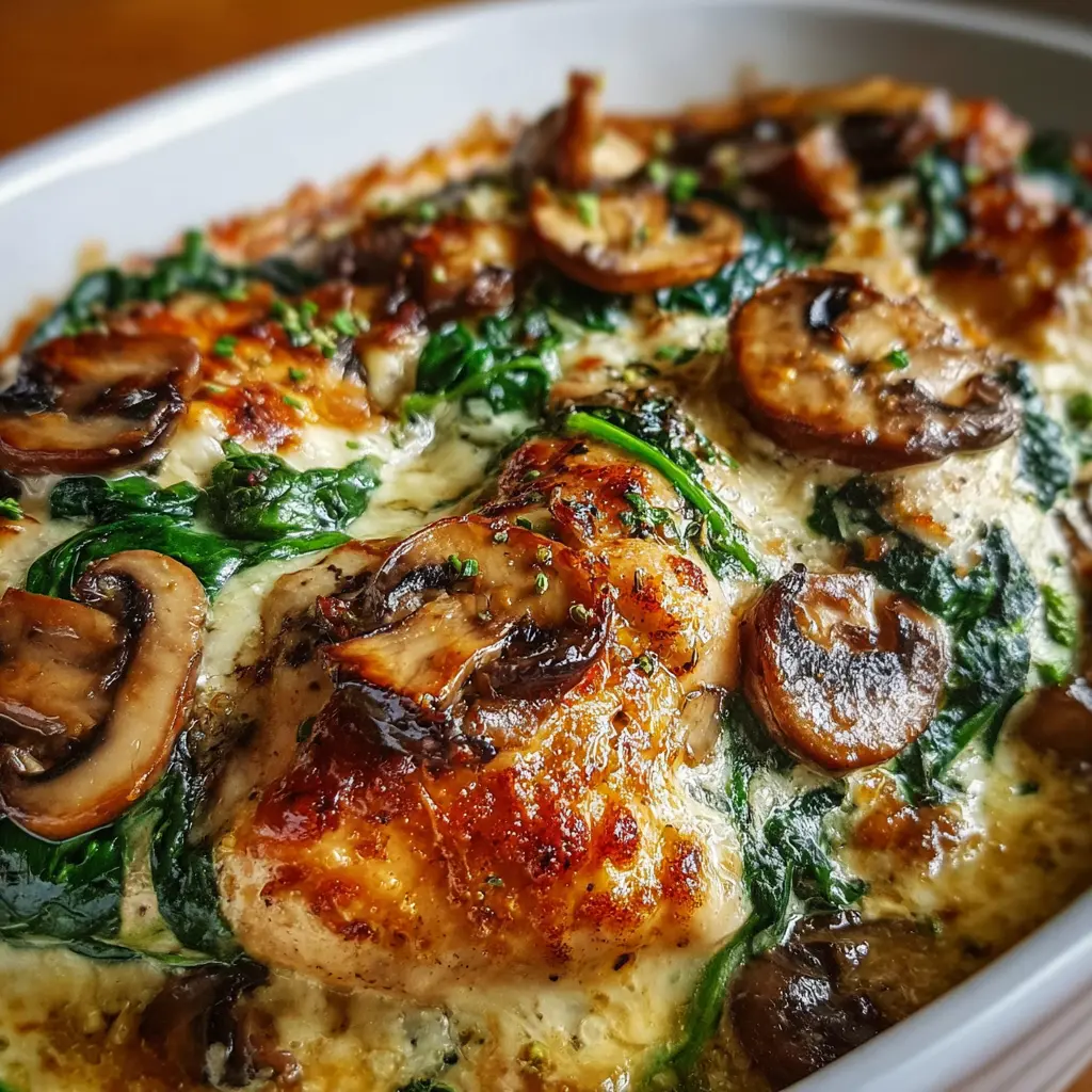 Chicken Spinach and Mushroom Low Carb Oven Dish