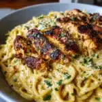 Cajun Garlic Butter Chicken Spaghetti with Creamy Three-Cheese Parmesan Sauce