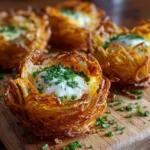 Crispy Potato Nests Filled with Cheesy Goodness