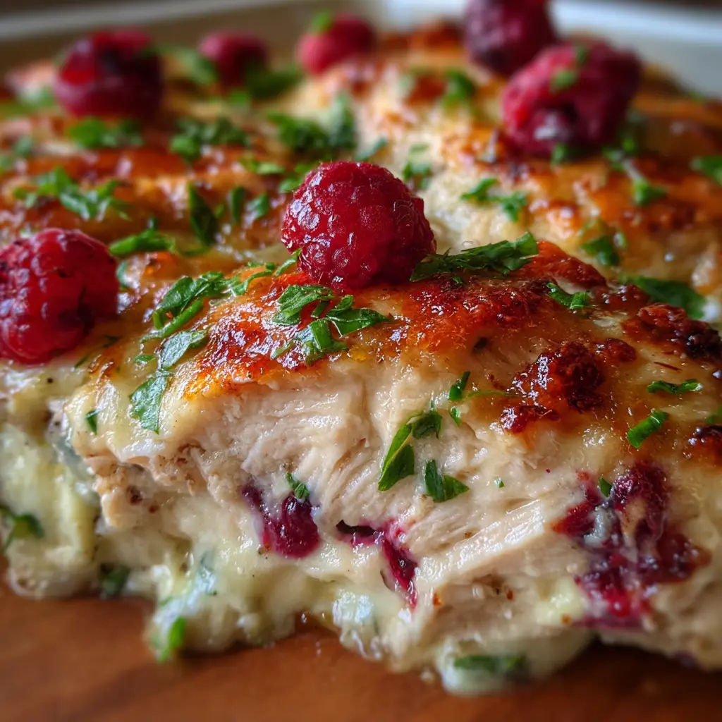 Raspberry Jalapeño Cream Cheese Chicken Bake