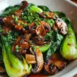 Savory Garlic Bok Choy and Mushrooms in a Light Soy Glaze