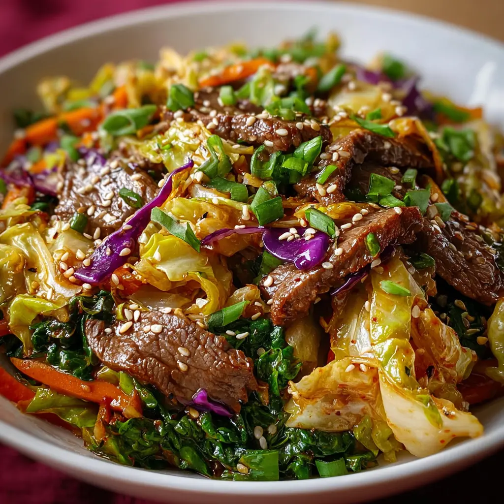 Sesame Beef and Cabbage Stir-Fry