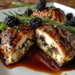 Blackberry Ricotta Stuffed Chicken with Honey Balsamic Glaze
