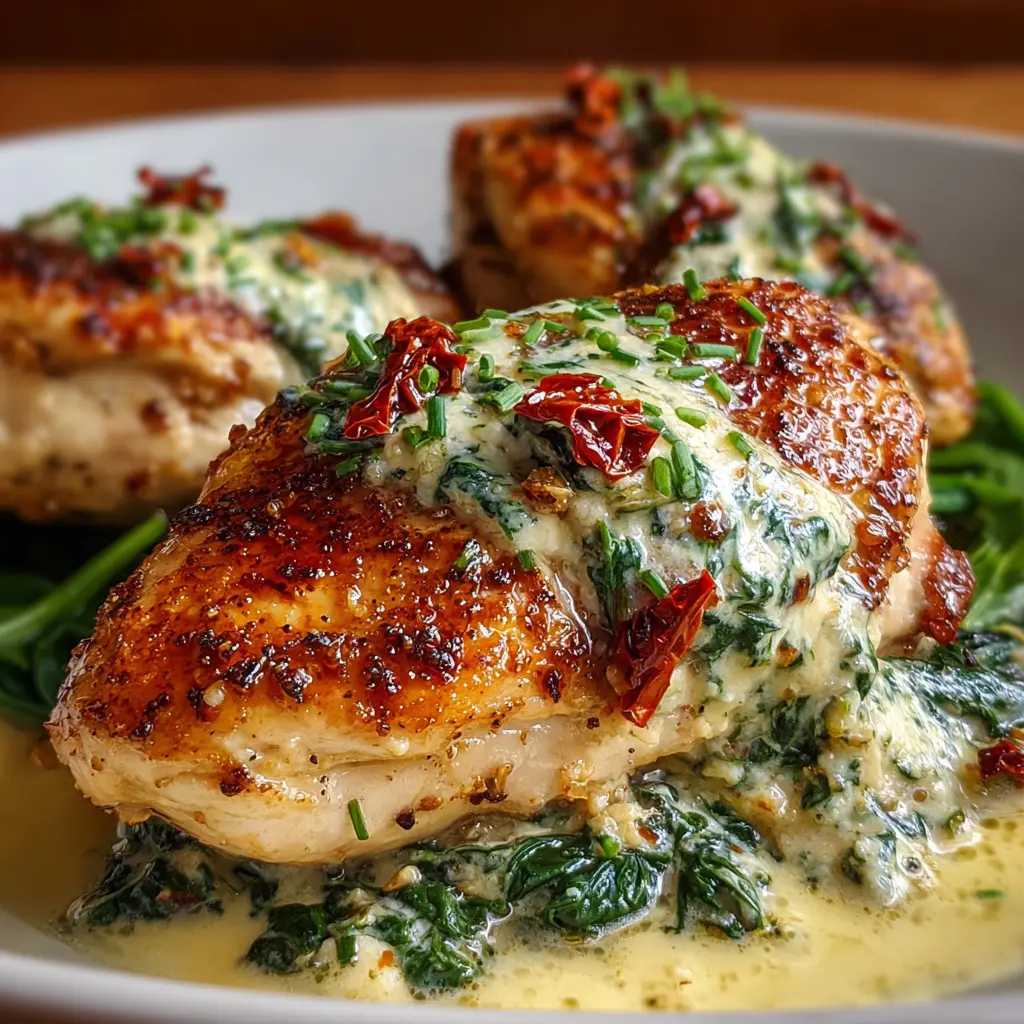 Boursin Chicken with Spinach and Sun-Dried Tomatoes
