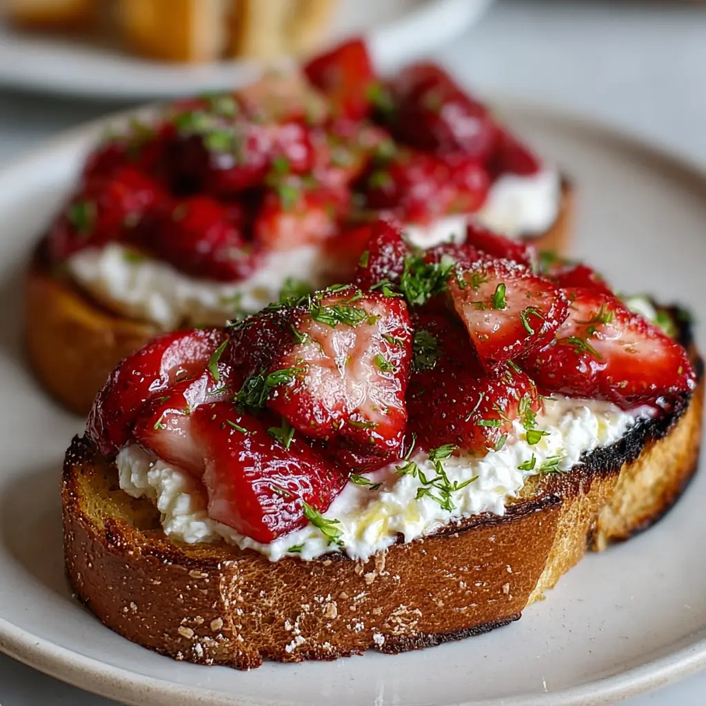 Roasted Strawberry Whipped Ricotta Toast