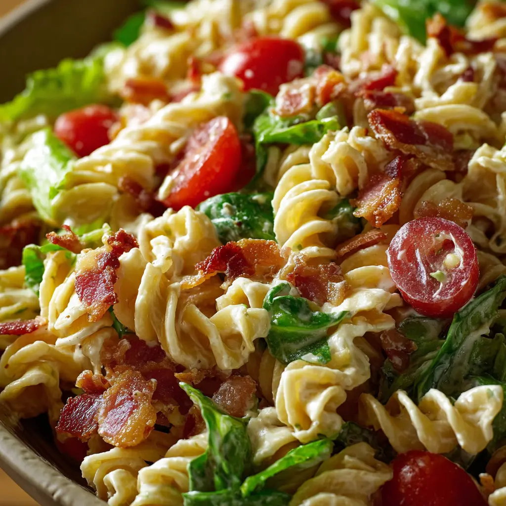 BLT Pasta Salad with Turkey Bacon
