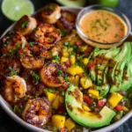 Shrimp and Avocado Bowls with Mango Salsa & Lime-Chili Sauce
