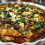 Classic Spinach & Feta Crustless Mushroom Quiche