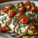 Creamy Mozzarella “Caprese” Chicken Bake with Balsamic Drizzle