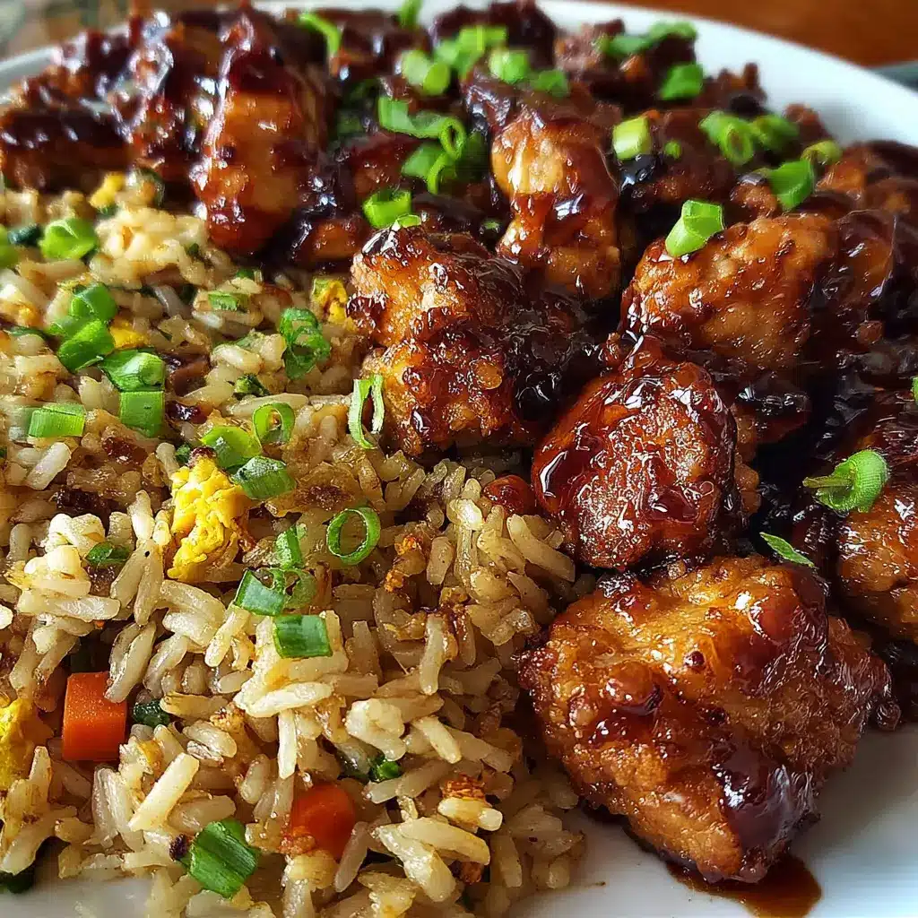 Homemade Bourbon Chicken & Fried Rice Plate