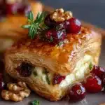Flaky Puff Pastry with Brie, Cranberries & Toasted Walnuts