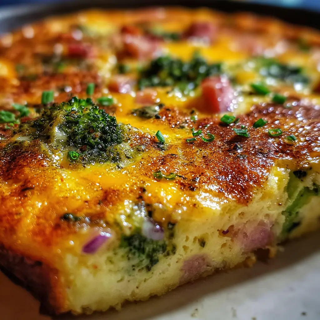 Ham & Broccoli Frittata with Spinach, Cheddar & Pepper Jack