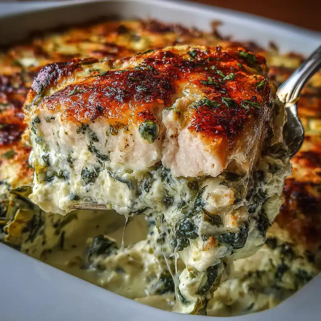 Creamy Spinach Artichoke Chicken Cottage Cheese Bake