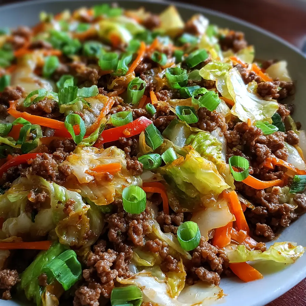 Quick Chinese Ground Beef & Cabbage Stir Fry