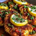Crispy Baked Hot Honey Lemon Feta Chicken Cutlets with Herb Crust