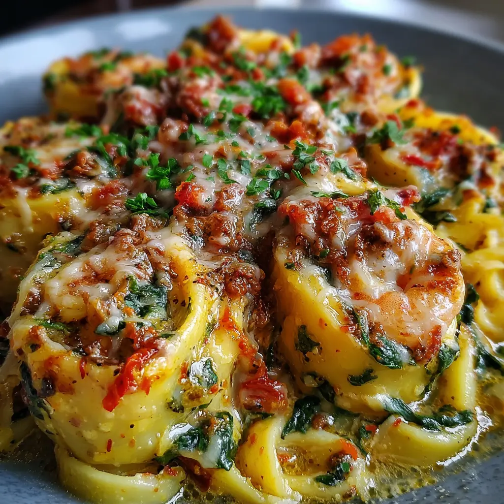 Shrimp & Spinach Stuffed Pasta Rolls