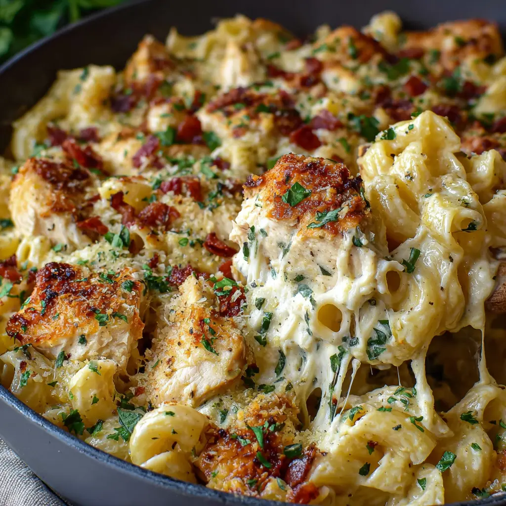 Garlic Parmesan Chicken Pasta Bake