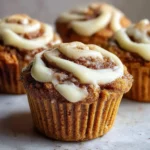 Healthy Cinnamon Roll Greek Yogurt Muffins with Creamy Swirl Centers