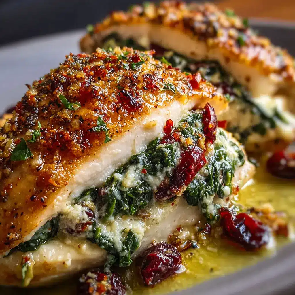 Cranberry & Spinach Stuffed Chicken Breasts with Parmesan