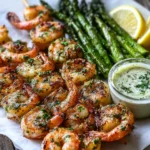 Sheet Pan Garlic Butter Shrimp Skewers with Spring Asparagus and High