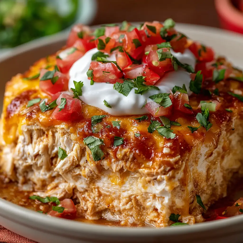 Creamy Taco Salsa Chicken Cottage Cheese Bake