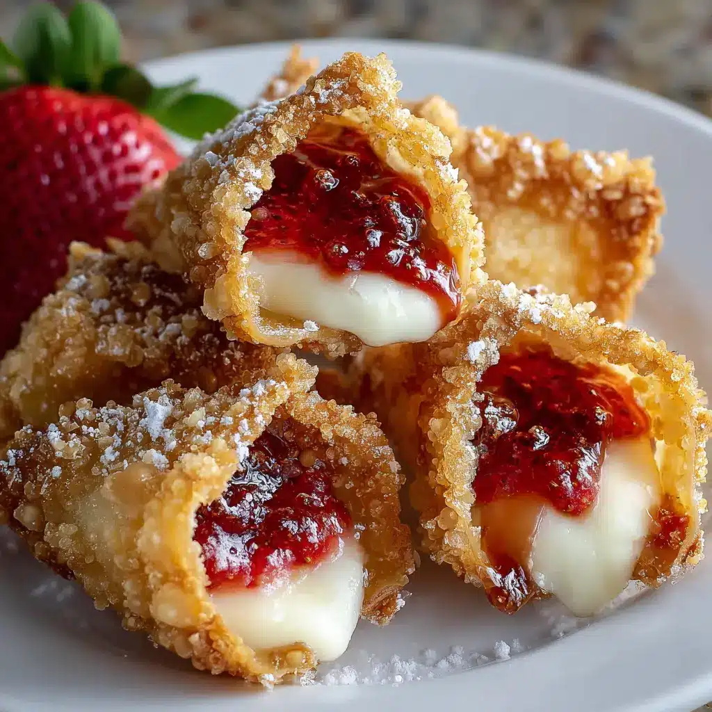 Deep-Fried Strawberry Cheesecake Stuffed Wonton Bites