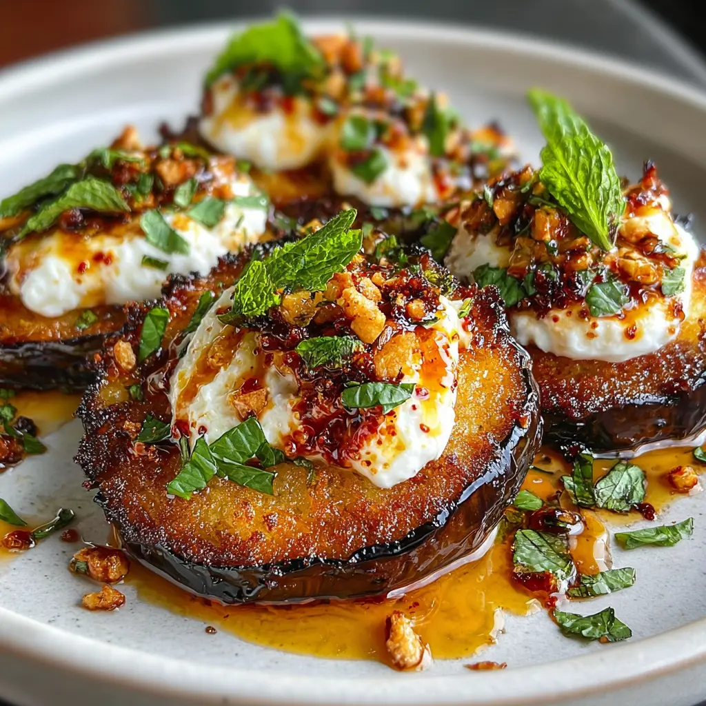 Crispy Eggplant with Whipped Feta & Hot Honey Drizzle