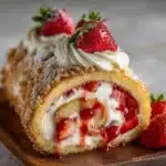 Homemade Strawberry Shortcake Cheesecake Roll