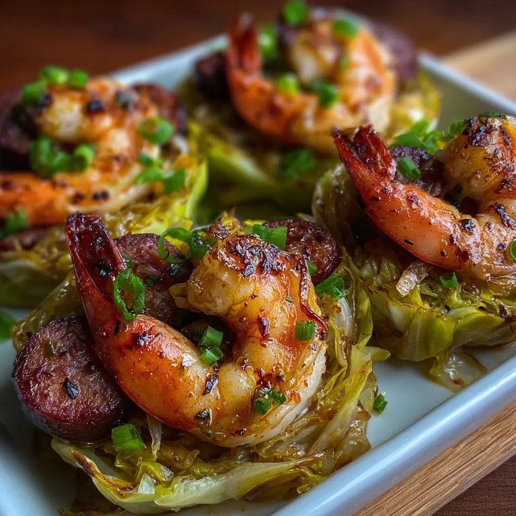 Garlic Shrimp and Sausage Cabbage Cups
