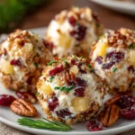 Mini Pineapple Cranberry Cheese Balls with Pecans