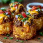 Cheeseburger Stuffed Tater Tot Cones