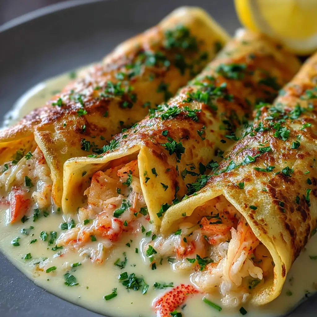 Seafood Stuffed Cheesy Crepes