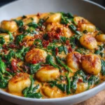 Creamy Spinach Gnocchi with Smoked Paprika Garlic Sauce