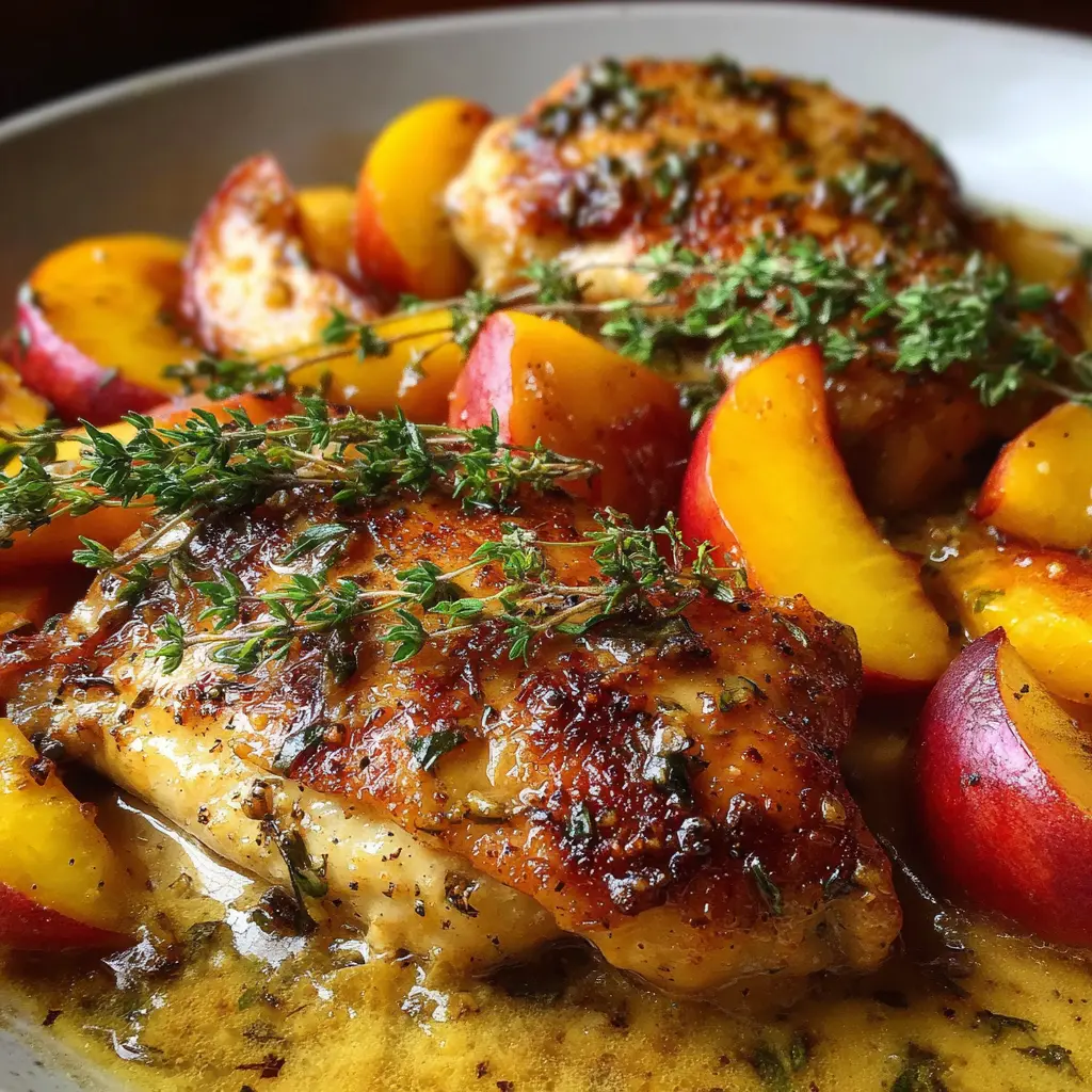 Chicken with Peaches and Lemon-Honey Thyme Sauce
