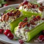 Cranberry Pecan Cream Cheese Stuffed Celery “Snow Logs”