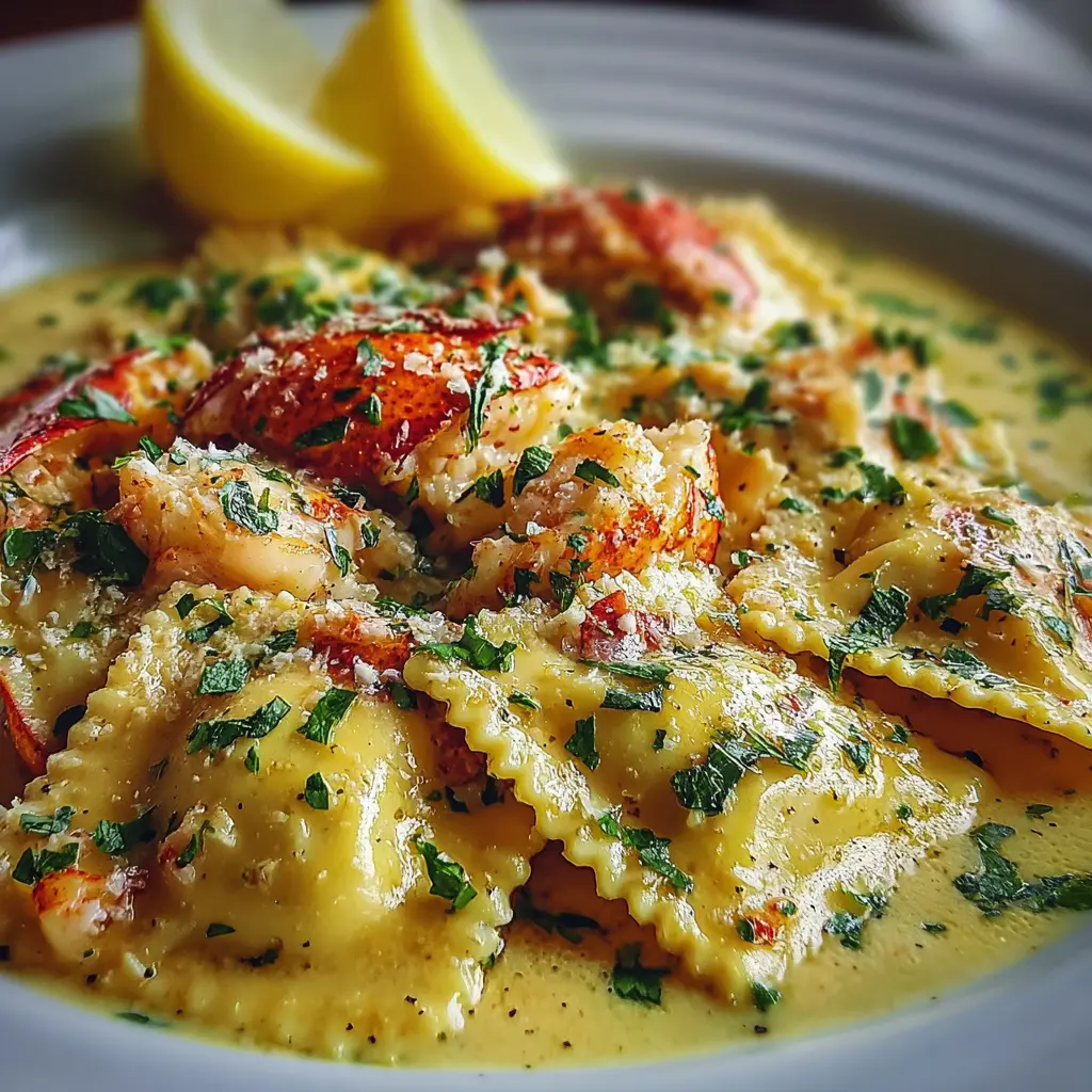 Lobster Ravioli in a Zesty Lemon Butter Sauce 😋