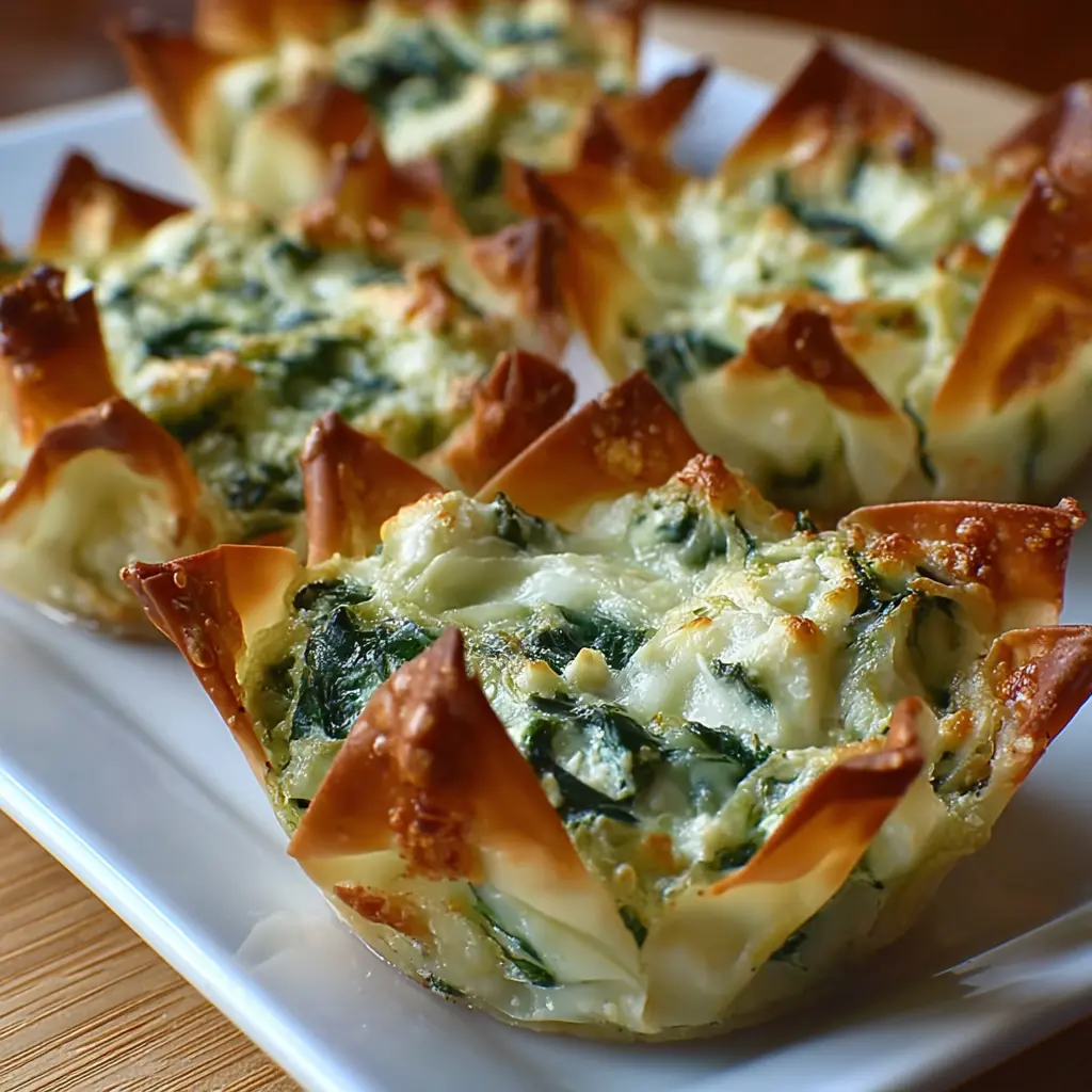 Spinach and Artichoke Wonton Cups