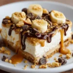 No Bake Peanut Butter Banana Cottage Cheese Cheesecake Bark
